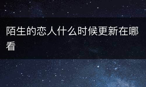 陌生的恋人什么时候更新在哪看