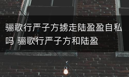 骊歌行严子方掳走陆盈盈自私吗 骊歌行严子方和陆盈