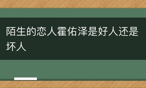 陌生的恋人霍佑泽是好人还是坏人