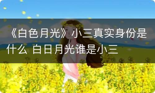 《白色月光》小三真实身份是什么 白日月光谁是小三