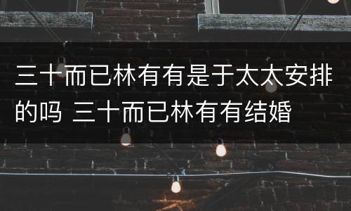 三十而已林有有是于太太安排的吗 三十而已林有有结婚