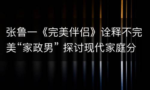 张鲁一《完美伴侣》诠释不完美“家政男” 探讨现代家庭分工的正确方式
