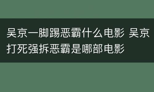吴京一脚踢恶霸什么电影 吴京打死强拆恶霸是哪部电影