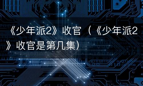 《少年派2》收官（《少年派2》收官是第几集）