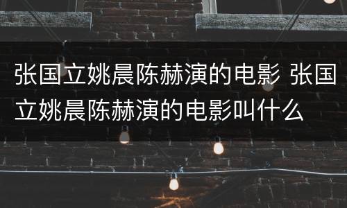 张国立姚晨陈赫演的电影 张国立姚晨陈赫演的电影叫什么