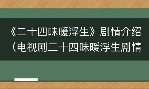 《二十四味暖浮生》剧情介绍（电视剧二十四味暖浮生剧情介绍）