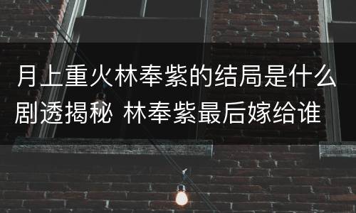 月上重火林奉紫的结局是什么剧透揭秘 林奉紫最后嫁给谁