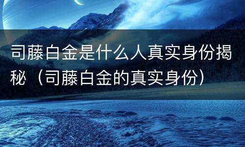 司藤白金是什么人真实身份揭秘（司藤白金的真实身份）