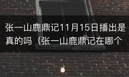 张一山鹿鼎记11月15日播出是真的吗（张一山鹿鼎记在哪个卫视播出）