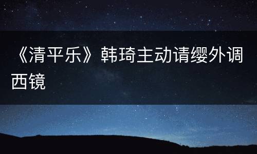 《清平乐》韩琦主动请缨外调西镜