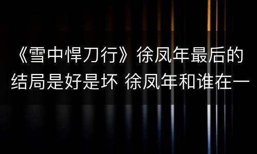 《雪中悍刀行》徐凤年最后的结局是好是坏 徐凤年和谁在一起
