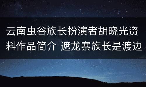 云南虫谷族长扮演者胡晓光资料作品简介 遮龙寨族长是渡边太君吗