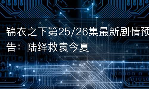 锦衣之下第25/26集最新剧情预告：陆绎救袁今夏
