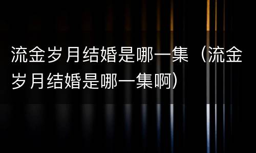 流金岁月结婚是哪一集（流金岁月结婚是哪一集啊）