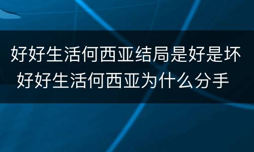 好好生活何西亚结局是好是坏 好好生活何西亚为什么分手