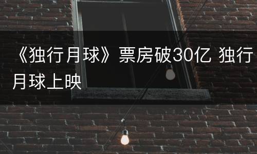 《独行月球》票房破30亿 独行月球上映