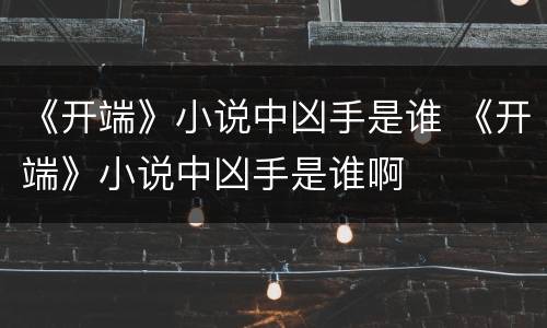 《开端》小说中凶手是谁 《开端》小说中凶手是谁啊