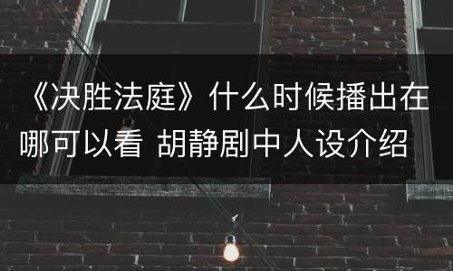 《决胜法庭》什么时候播出在哪可以看 胡静剧中人设介绍