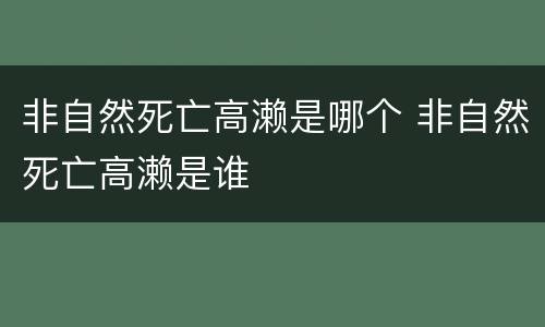 非自然死亡高濑是哪个 非自然死亡高濑是谁
