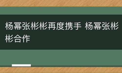 杨幂张彬彬再度携手 杨幂张彬彬合作