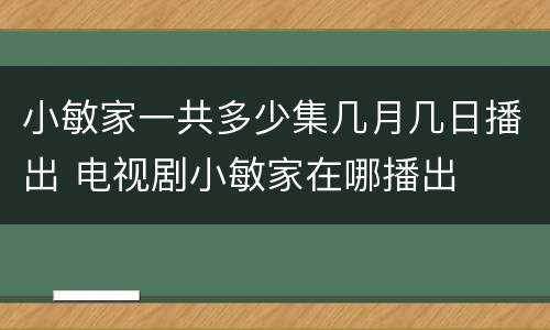 小敏家一共多少集几月几日播出 电视剧小敏家在哪播出
