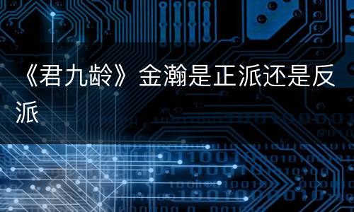 《君九龄》金瀚是正派还是反派