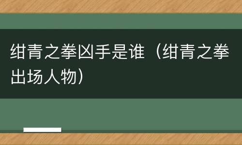绀青之拳凶手是谁（绀青之拳出场人物）