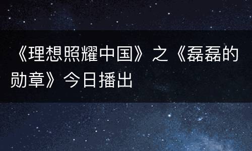 《理想照耀中国》之《磊磊的勋章》今日播出