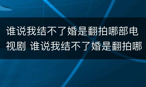 谁说我结不了婚是翻拍哪部电视剧 谁说我结不了婚是翻拍哪部电视剧的