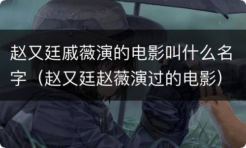 赵又廷戚薇演的电影叫什么名字（赵又廷赵薇演过的电影）