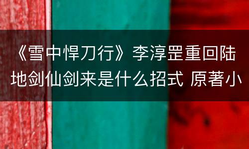《雪中悍刀行》李淳罡重回陆地剑仙剑来是什么招式 原著小说内容描述