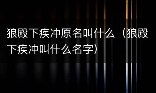 狼殿下疾冲原名叫什么（狼殿下疾冲叫什么名字）