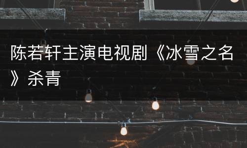 陈若轩主演电视剧《冰雪之名》杀青