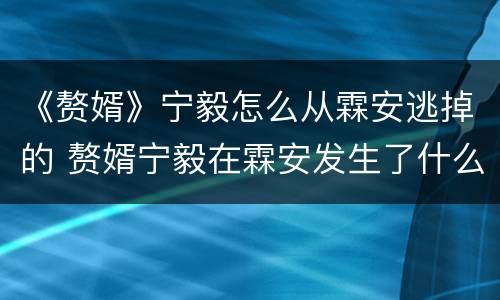 《赘婿》宁毅怎么从霖安逃掉的 赘婿宁毅在霖安发生了什么