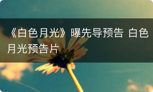 《白色月光》曝先导预告 白色月光预告片