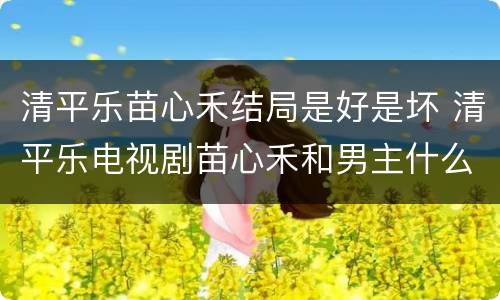 清平乐苗心禾结局是好是坏 清平乐电视剧苗心禾和男主什么关系