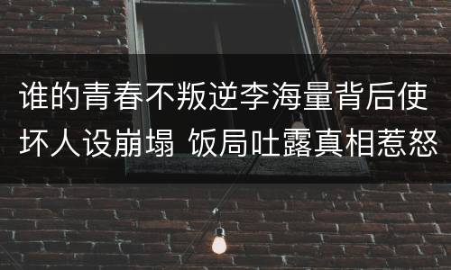 谁的青春不叛逆李海量背后使坏人设崩塌 饭局吐露真相惹怒秦松