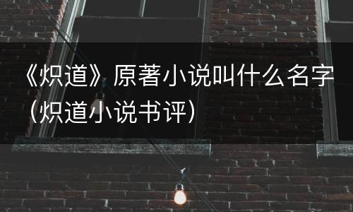 《炽道》原著小说叫什么名字（炽道小说书评）