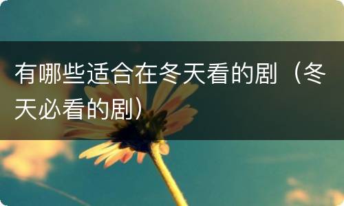 有哪些适合在冬天看的剧（冬天必看的剧）