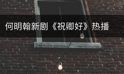何明翰新剧《祝卿好》热播