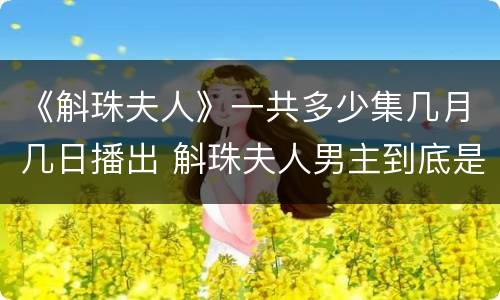 《斛珠夫人》一共多少集几月几日播出 斛珠夫人男主到底是谁