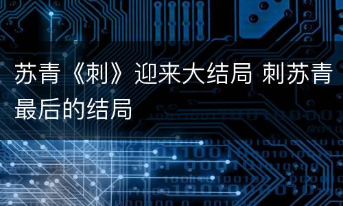苏青《刺》迎来大结局 刺苏青最后的结局