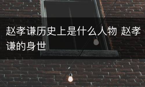 赵孝谦历史上是什么人物 赵孝谦的身世