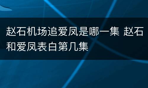 赵石机场追爱凤是哪一集 赵石和爱凤表白第几集
