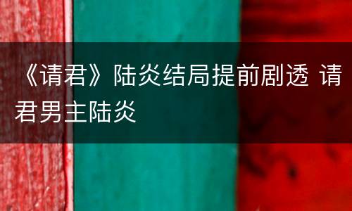 《请君》陆炎结局提前剧透 请君男主陆炎