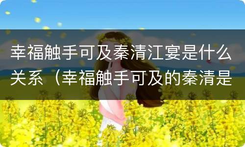 幸福触手可及秦清江宴是什么关系（幸福触手可及的秦清是谁）