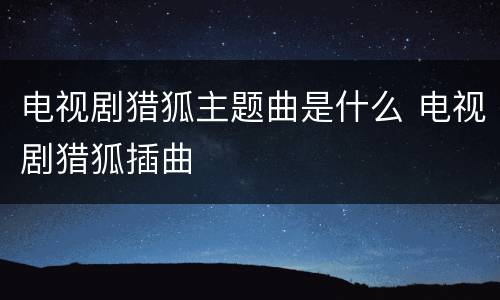 电视剧猎狐主题曲是什么 电视剧猎狐插曲