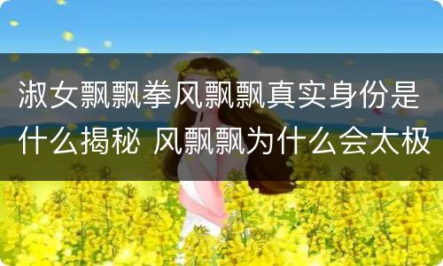 淑女飘飘拳风飘飘真实身份是什么揭秘 风飘飘为什么会太极