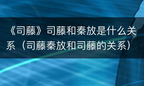 《司藤》司藤和秦放是什么关系（司藤秦放和司藤的关系）