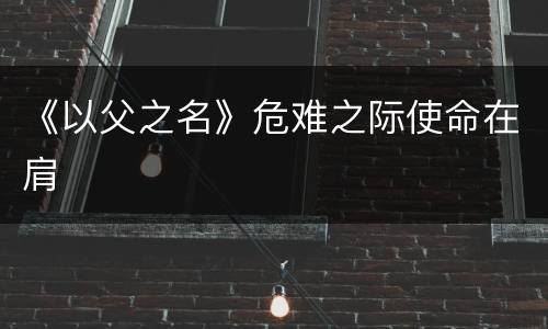 《以父之名》危难之际使命在肩